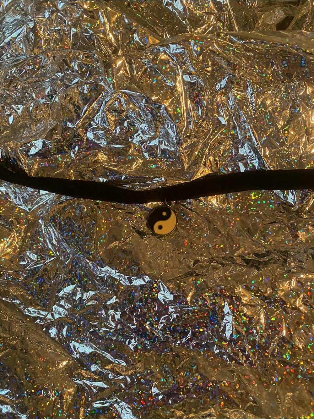 Black Faux Velvet Yin Yang Choker Necklace